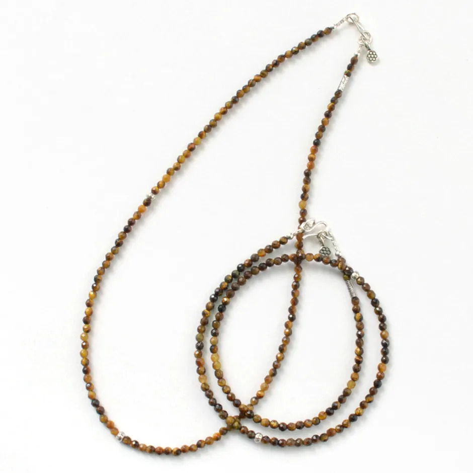 Anklets^PHADUA / Tiger Eye 3mm Cut Bead Necklace yellow