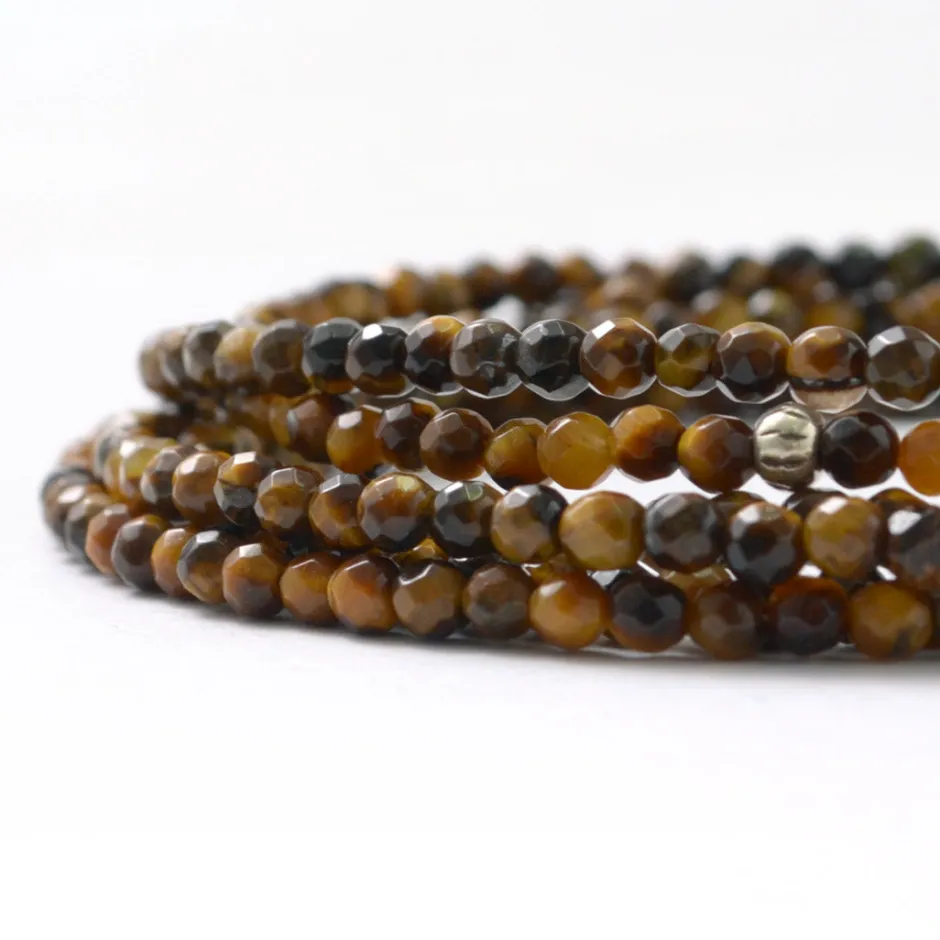 Anklets^PHADUA / Tiger Eye 3mm Cut Bead Necklace yellow