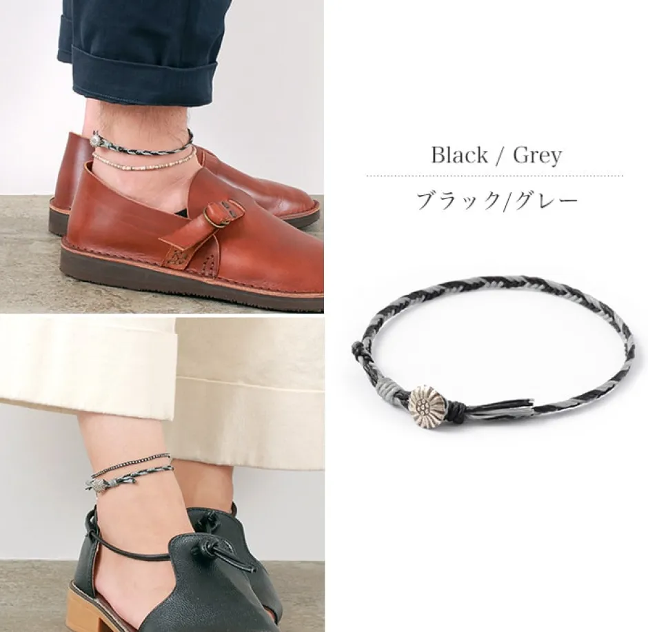 Anklets^PHADUA / 2-Tone Wax Cord Concho Anklet