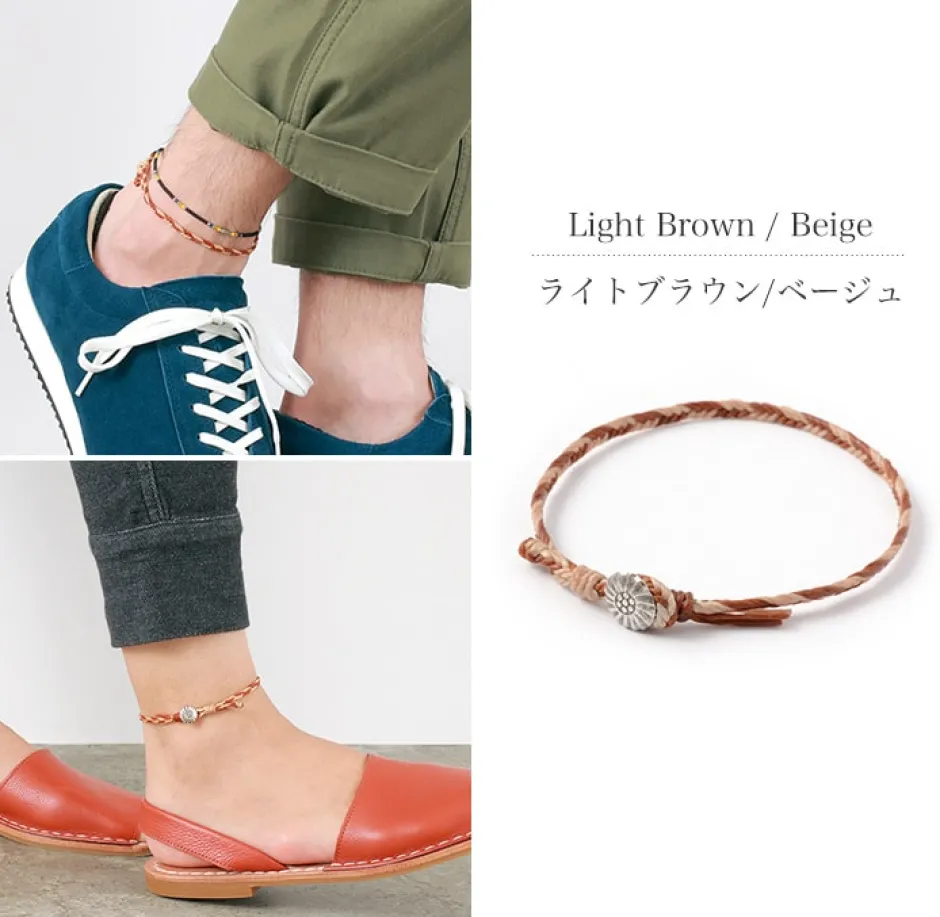 Anklets^PHADUA / 2-Tone Wax Cord Concho Anklet