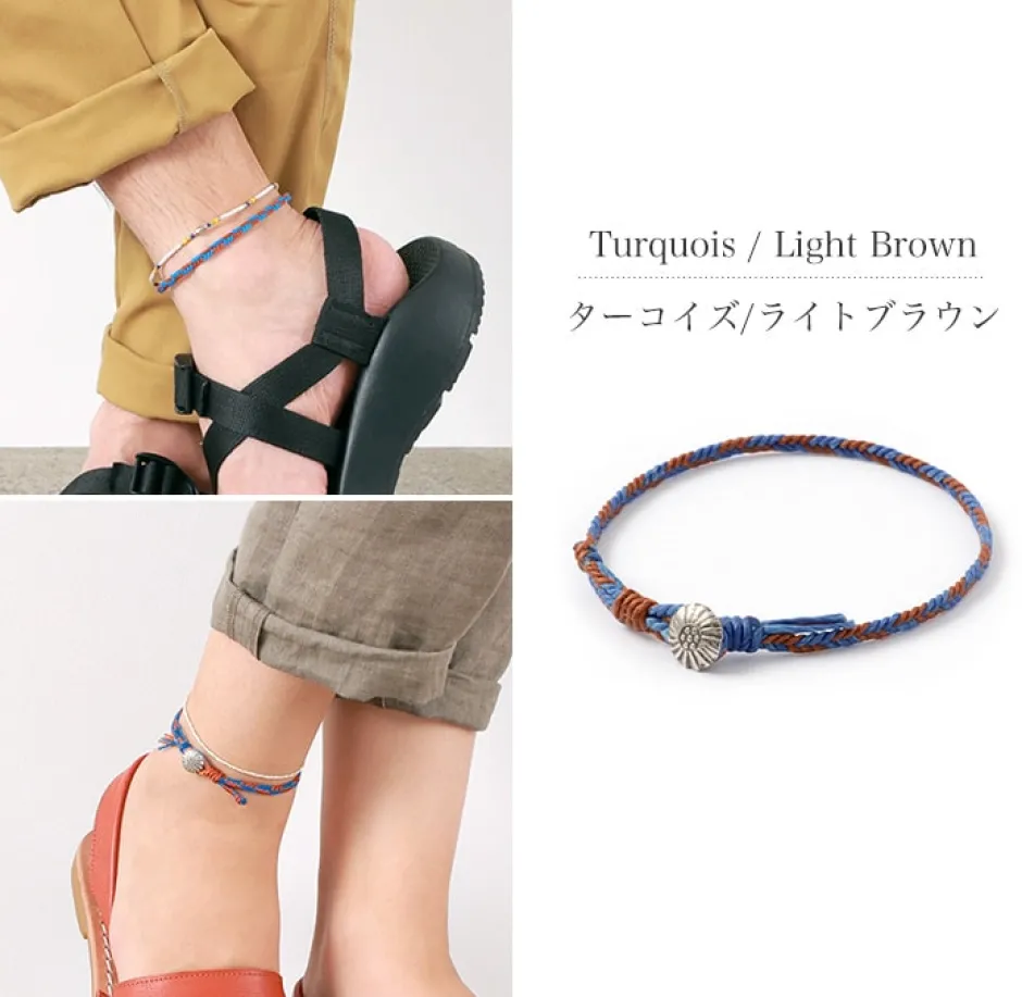 Anklets^PHADUA / 2-Tone Wax Cord Concho Anklet