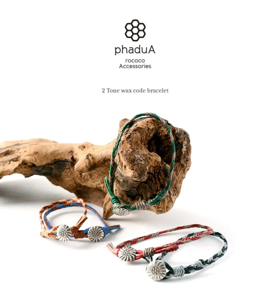 Anklets^PHADUA / 2-Tone Wax Cord Concho Bracelet