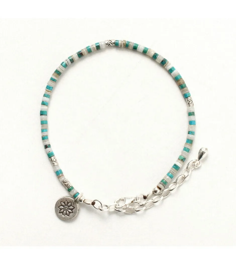 Anklets^PHADUA / Turquoise and Shell Anklet blue