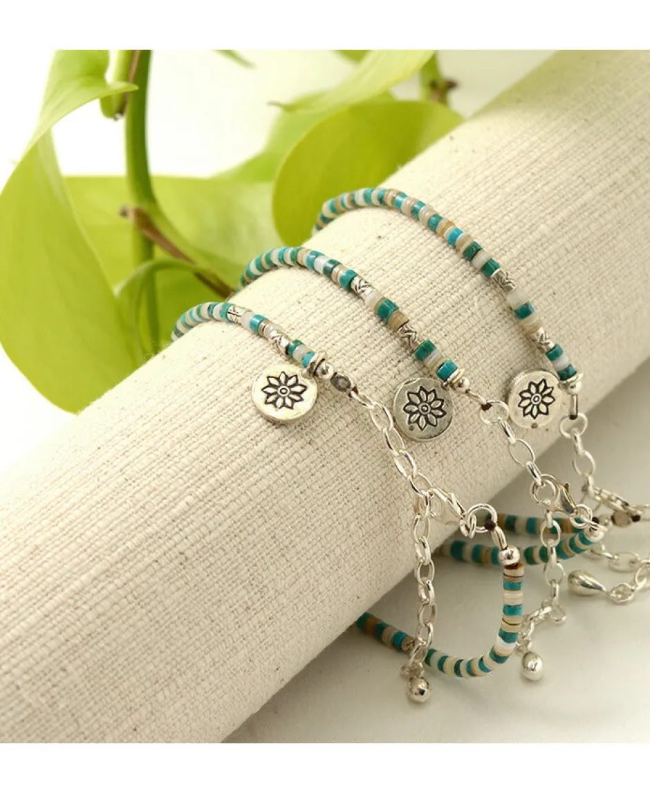 Anklets^PHADUA / Turquoise and Shell Anklet blue