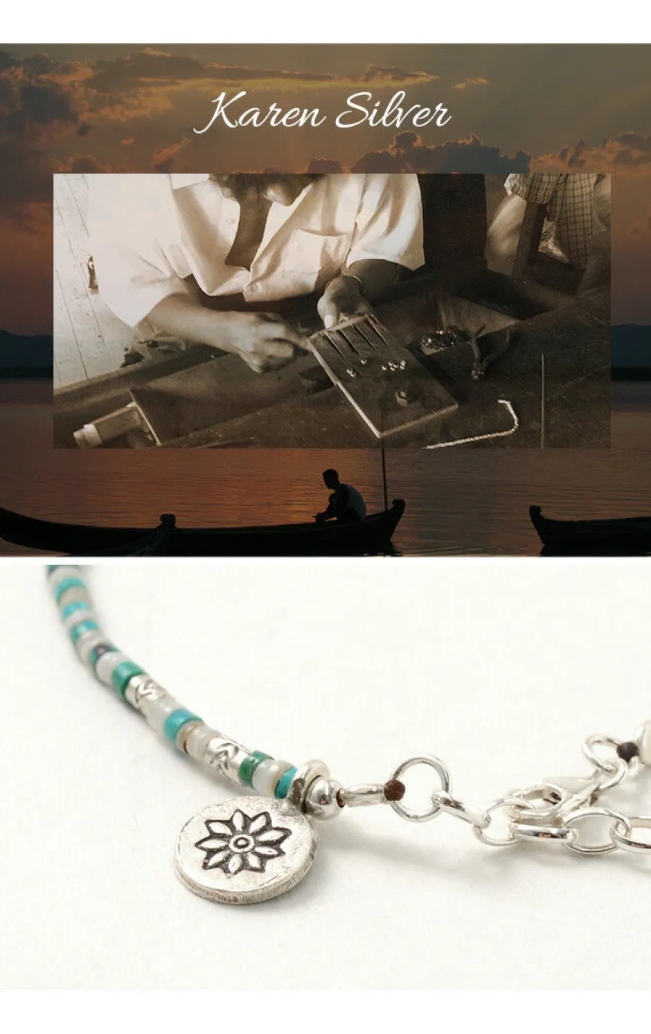 Anklets^PHADUA / Turquoise and Shell Anklet blue