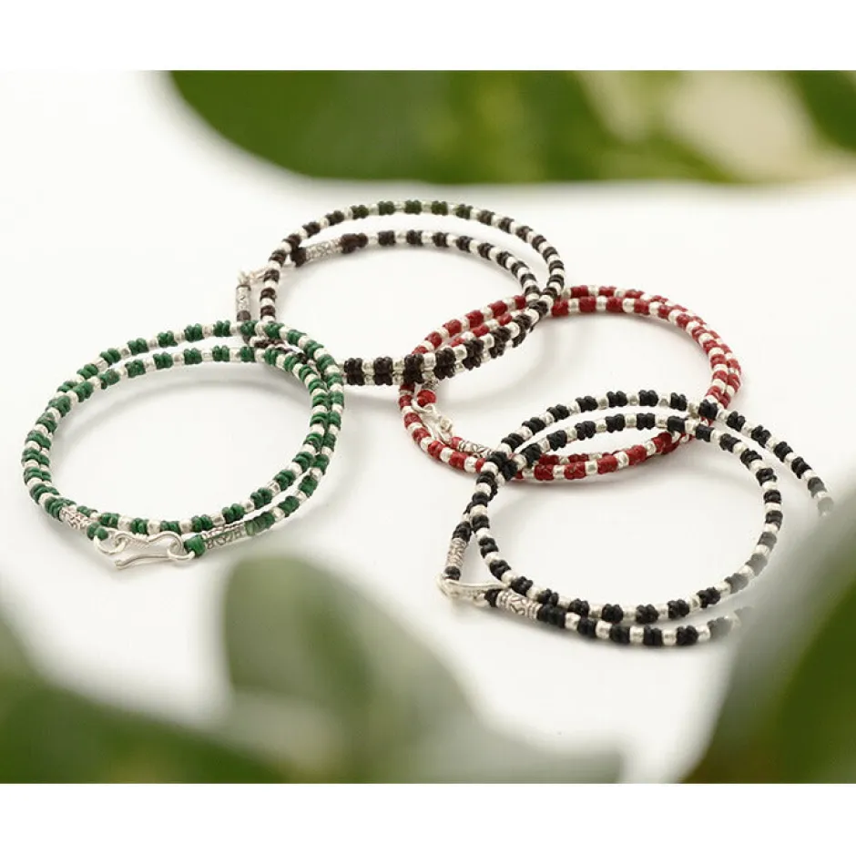 Anklets^PHADUA / Wax Cord Silver Bracelet