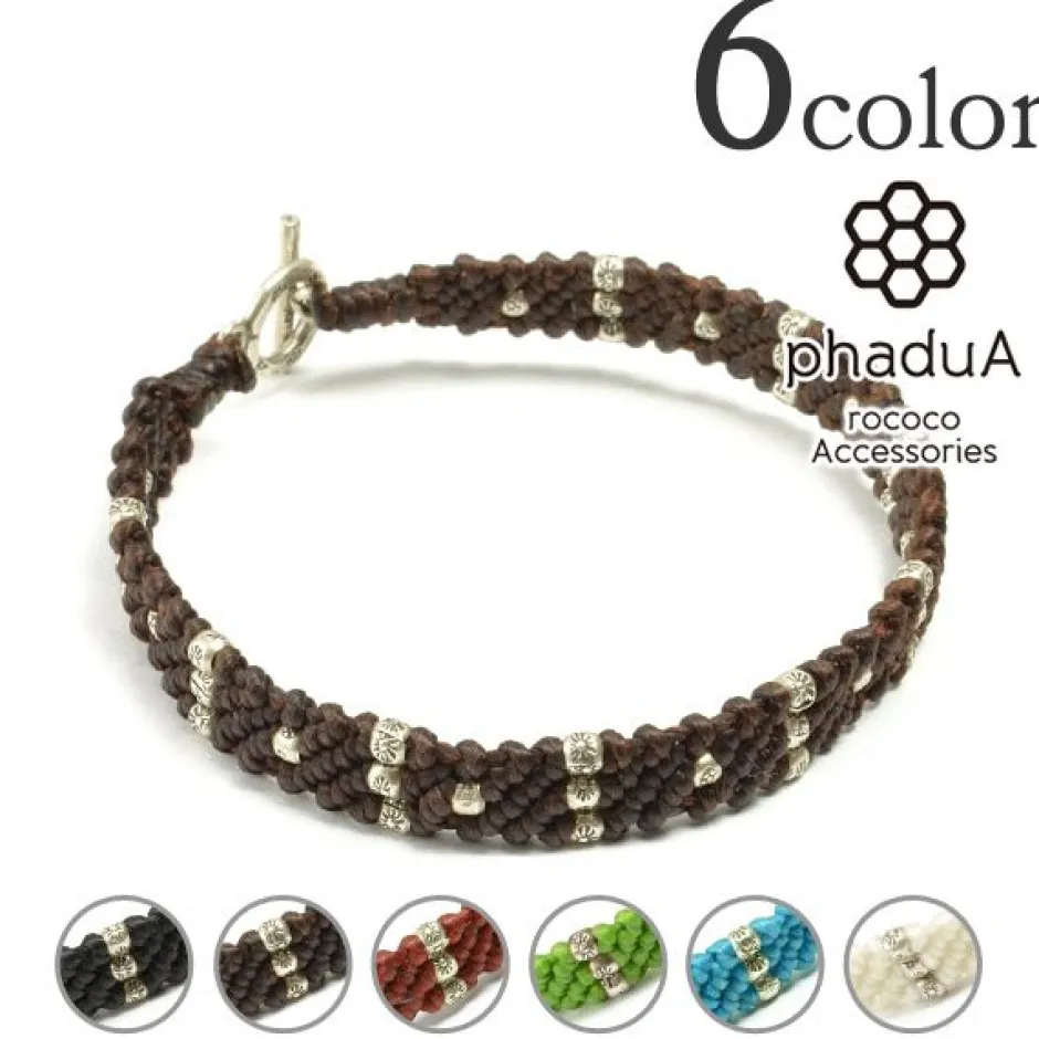 Bracelets^PHADUA / Wax Cord Silver Triple-Strand Bracelet