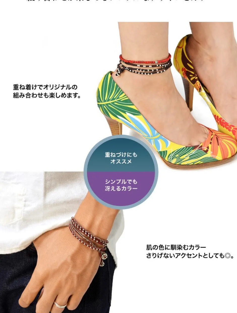 Anklets^PHADUA / Wax Cord Silver Wrap Bracelet/Anklet