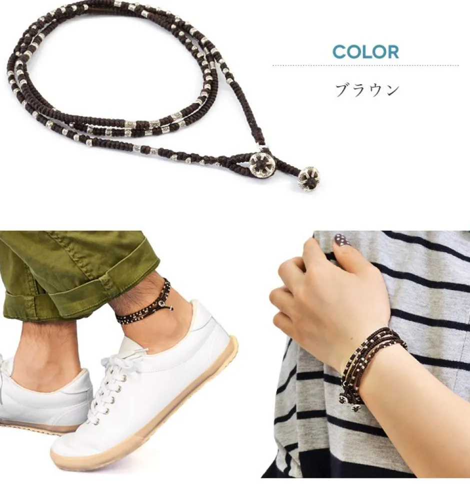 Anklets^PHADUA / Wax Cord Silver Wrap Bracelet/Anklet