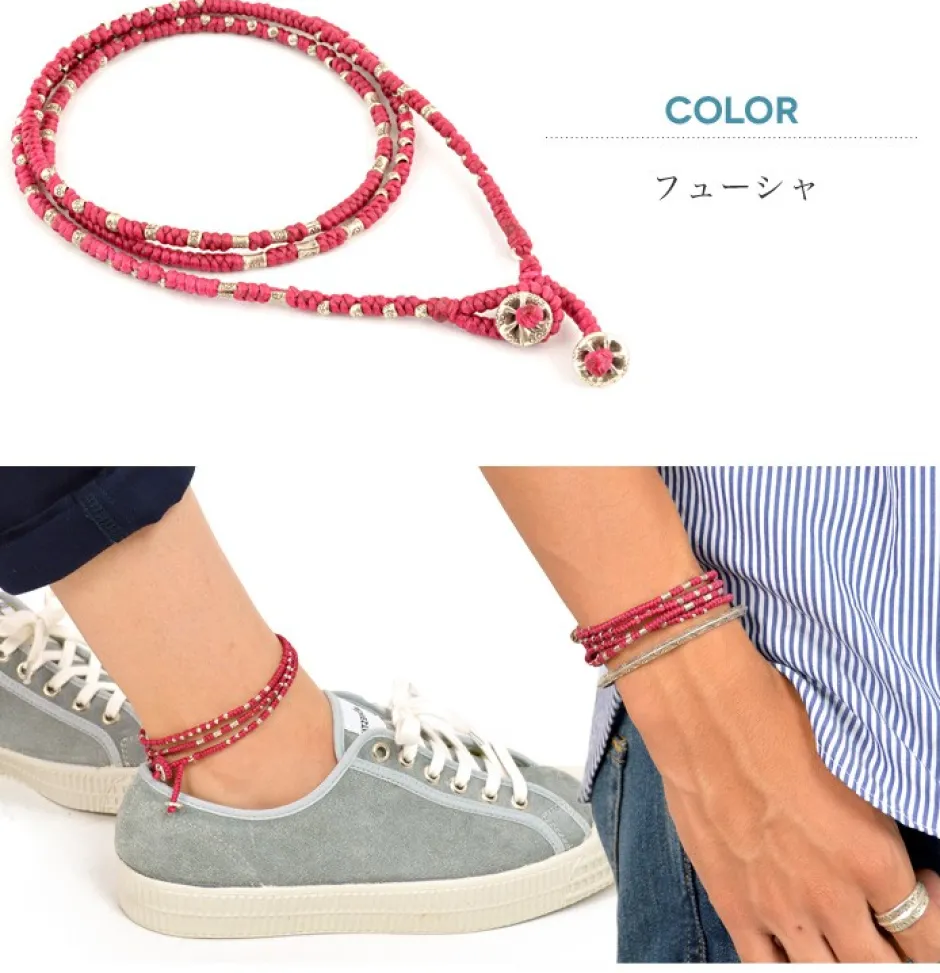 Anklets^PHADUA / Wax Cord Silver Wrap Bracelet/Anklet