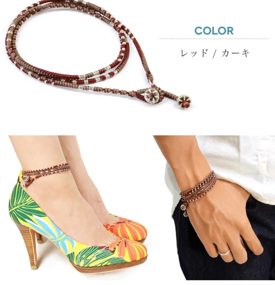 Anklets^PHADUA / Wax Cord Silver Wrap Bracelet/Anklet