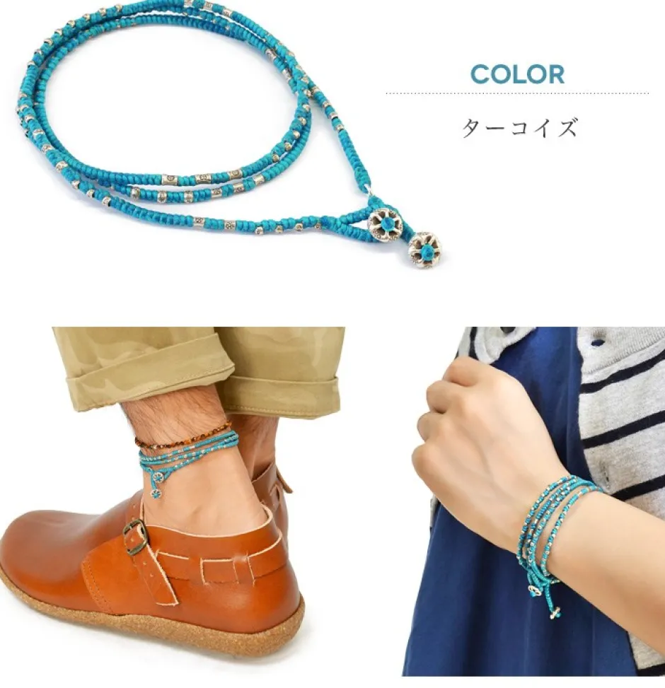 Anklets^PHADUA / Wax Cord Silver Wrap Bracelet/Anklet