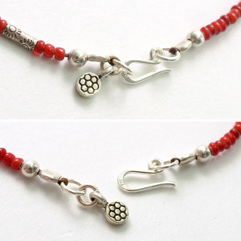 Anklets^PHADUA / White Heart Antique Beads Necklace red