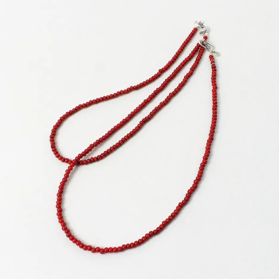 Anklets^phaduA / White Heart Antique Glass Bead Necklace red