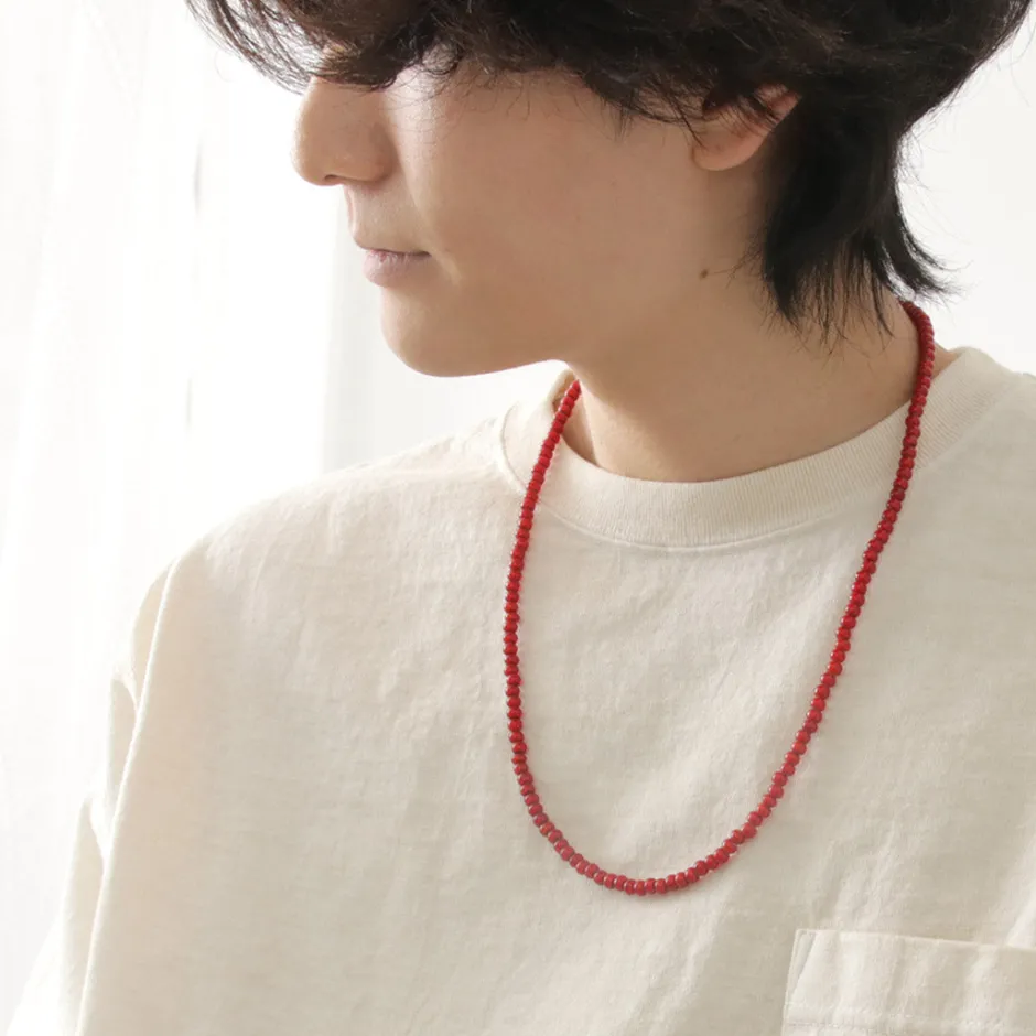 Anklets^phaduA / White Heart Antique Glass Bead Necklace red