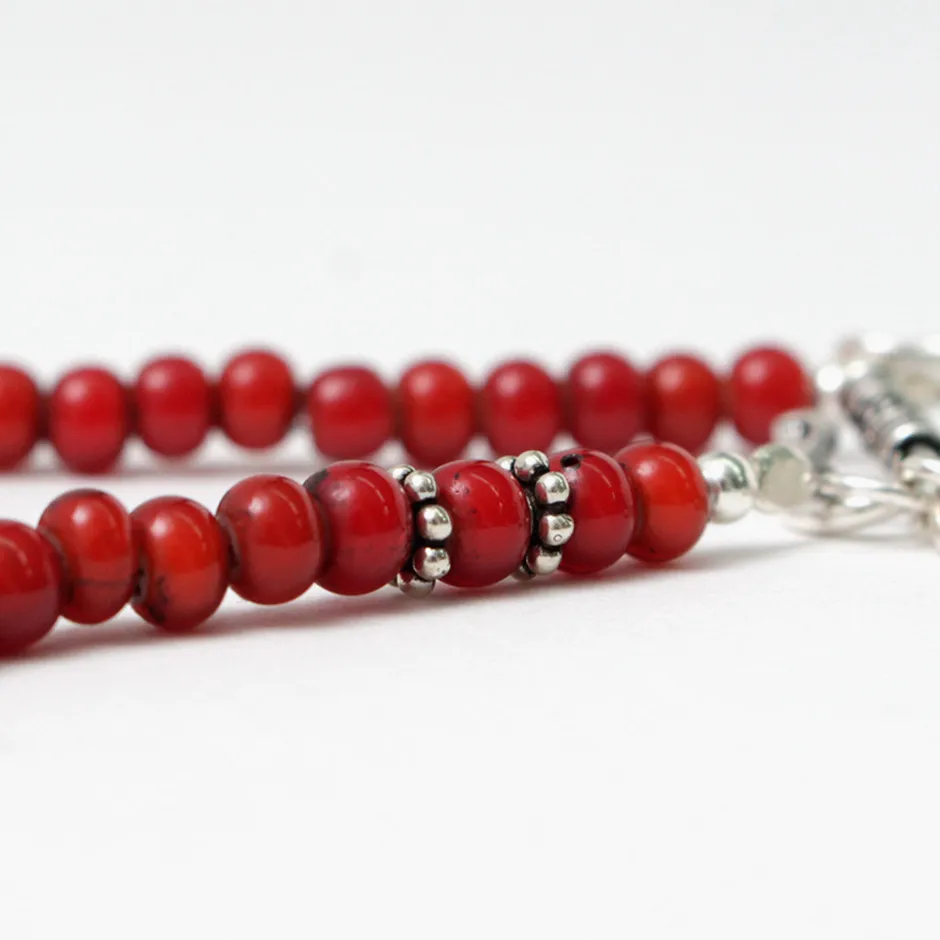 Anklets^phaduA / White Heart Antique Glass Bead Necklace red
