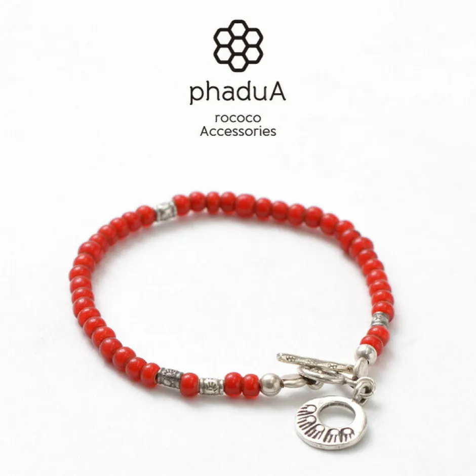 Anklets^PHADUA / White Heart Bead Bracelet red