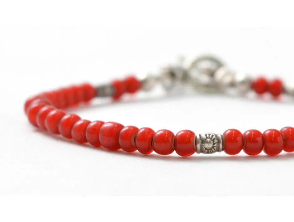 Anklets^PHADUA / White Heart Bead Bracelet red