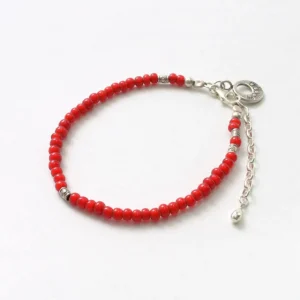 Anklets^PHADUA / White Heart Beaded Anklet red
