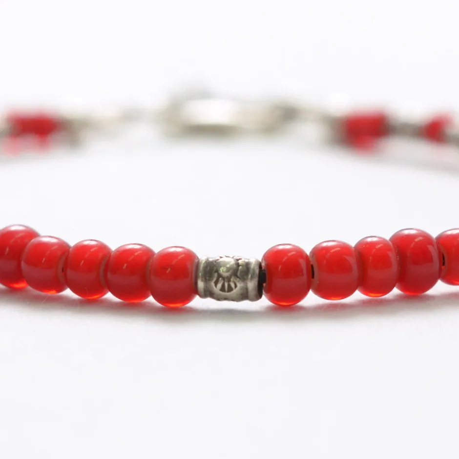 Anklets^PHADUA / White Heart Beaded Anklet red