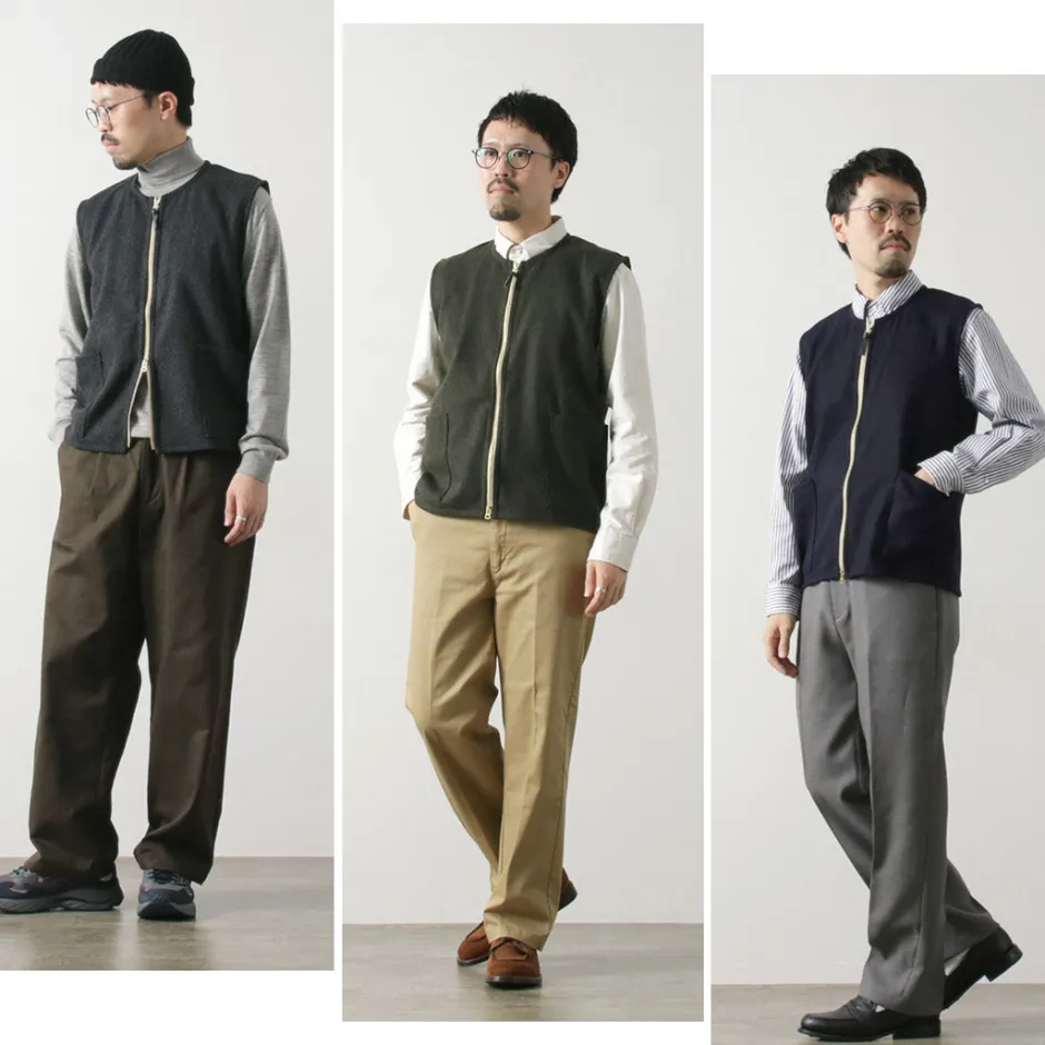 Vests^RE MADE IN TOKYO JAPAN / Wool Cashmere Kersey Crew Vest