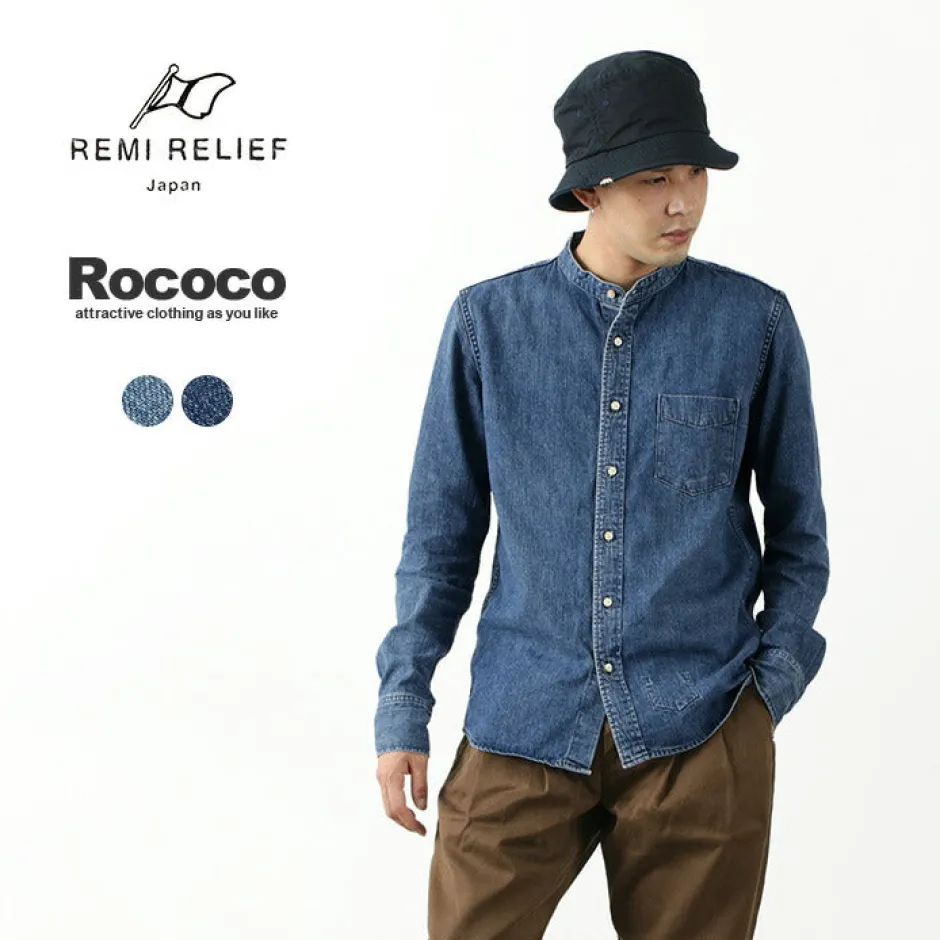 Shirts^REMI RELIEF / Denim Band Collar Shirt
