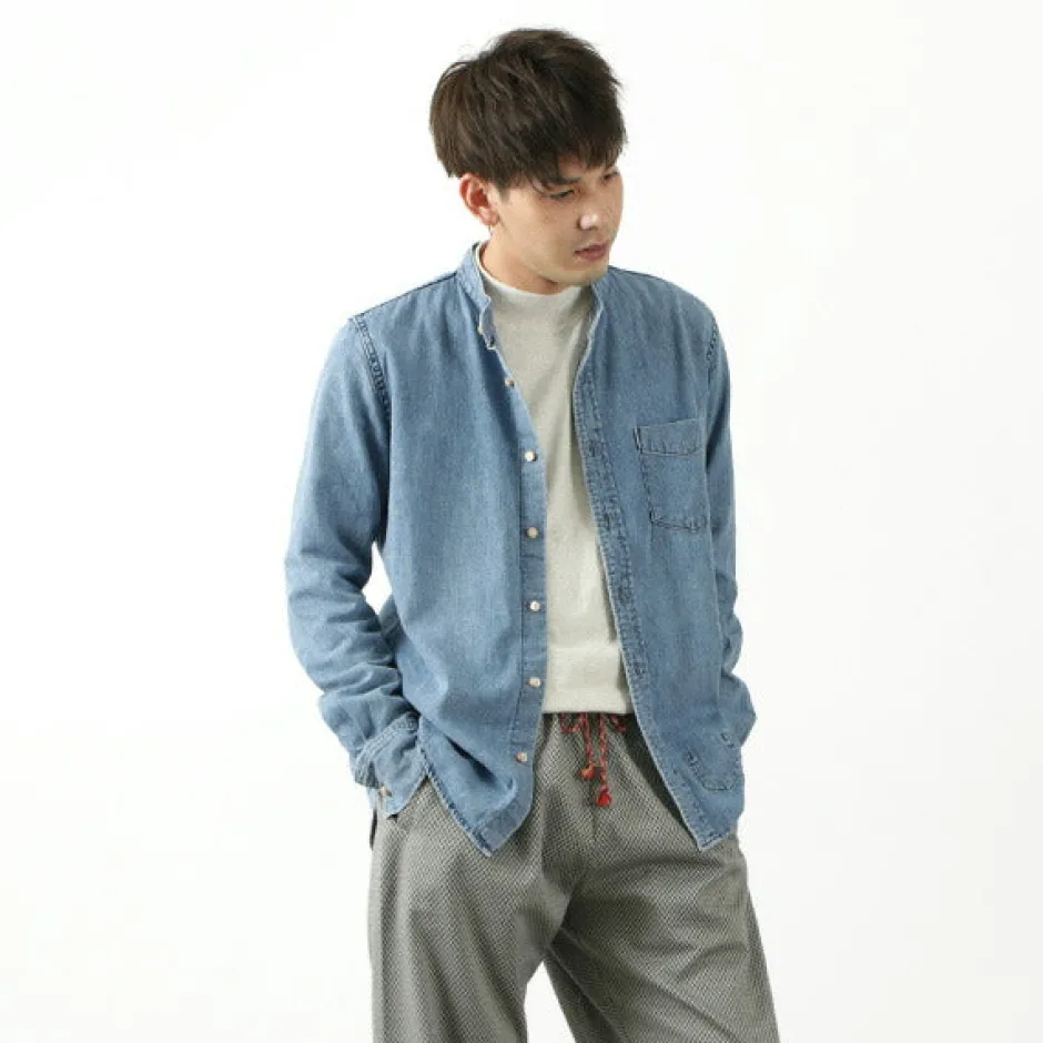 Shirts^REMI RELIEF / Denim Band Collar Shirt