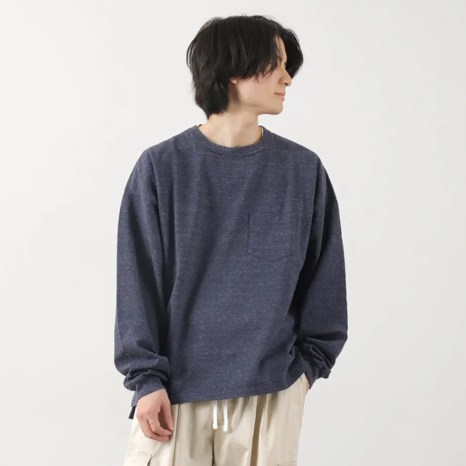 T-Shirts^REMI RELIEF / Melange jersey long sleeve pocket T-shirt