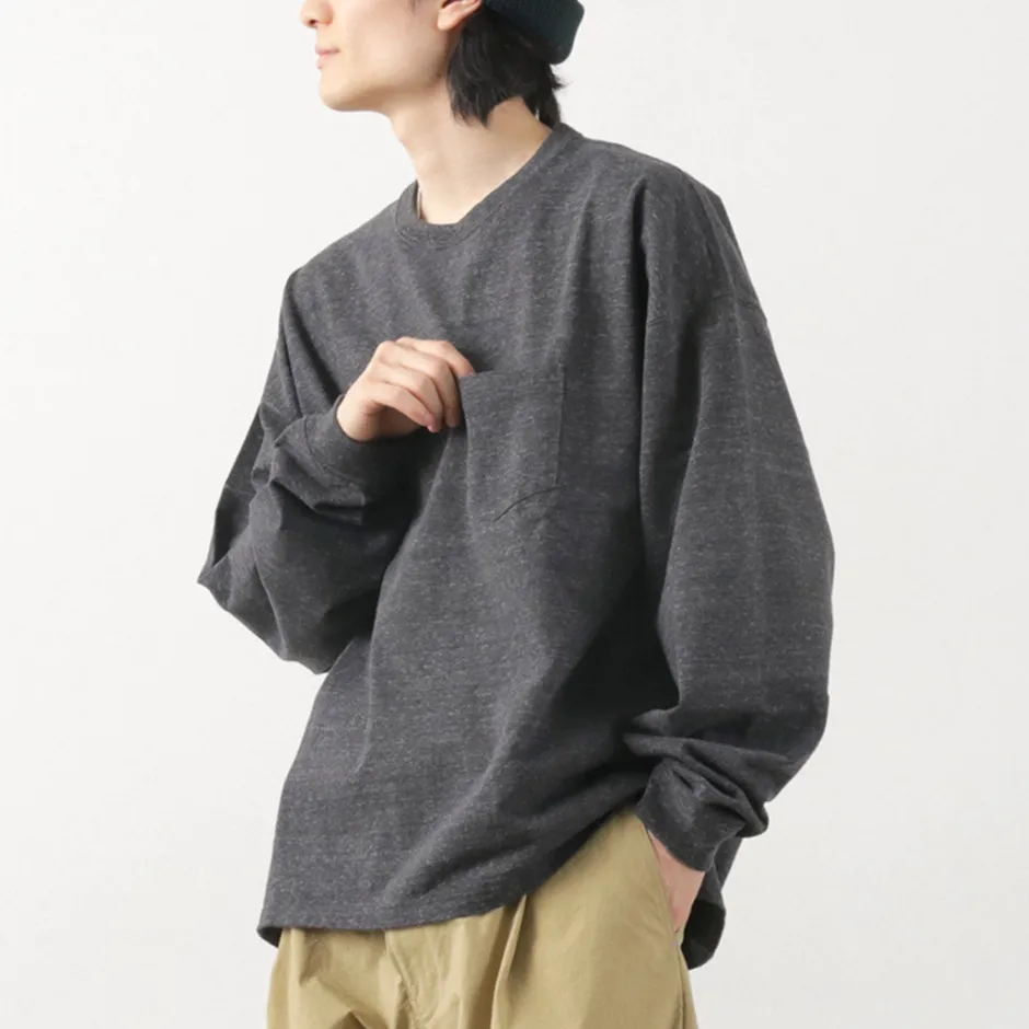 T-Shirts^REMI RELIEF / Melange jersey long sleeve pocket T-shirt