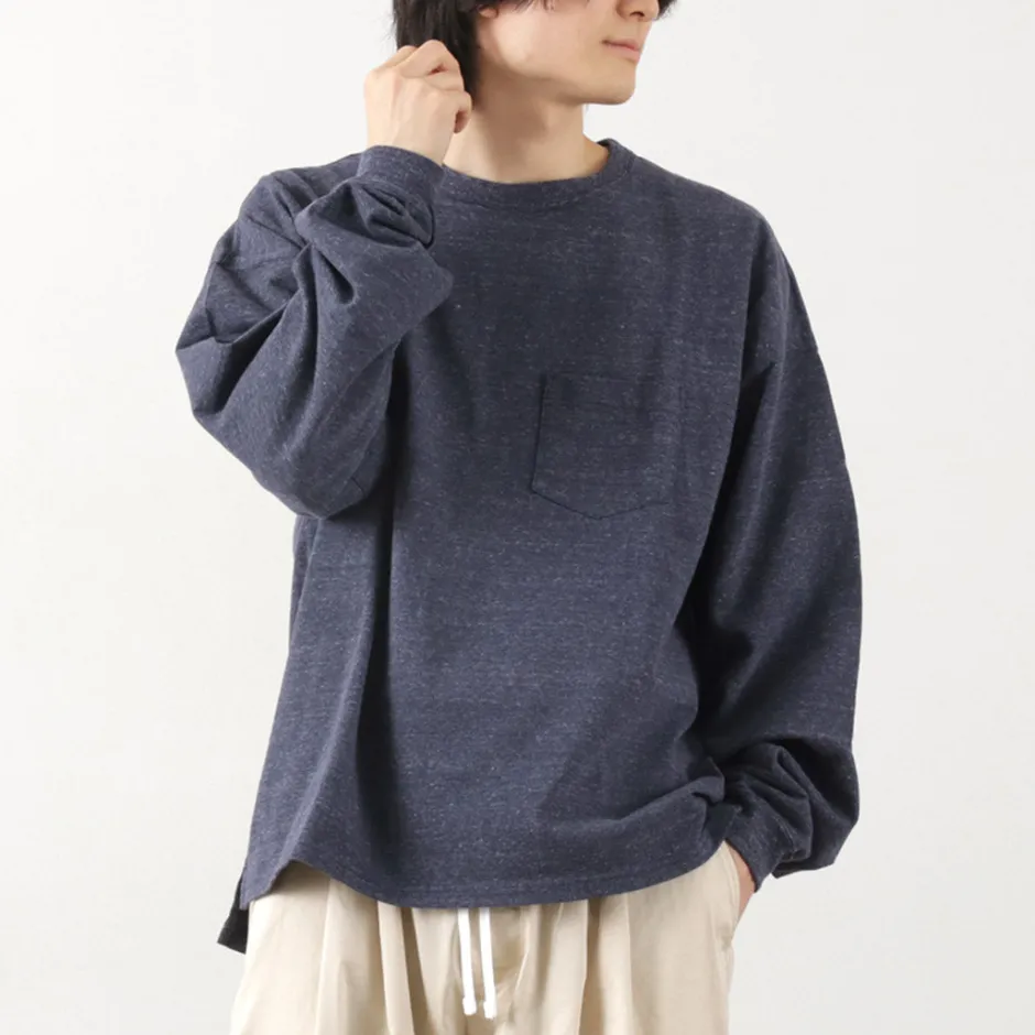T-Shirts^REMI RELIEF / Melange jersey long sleeve pocket T-shirt