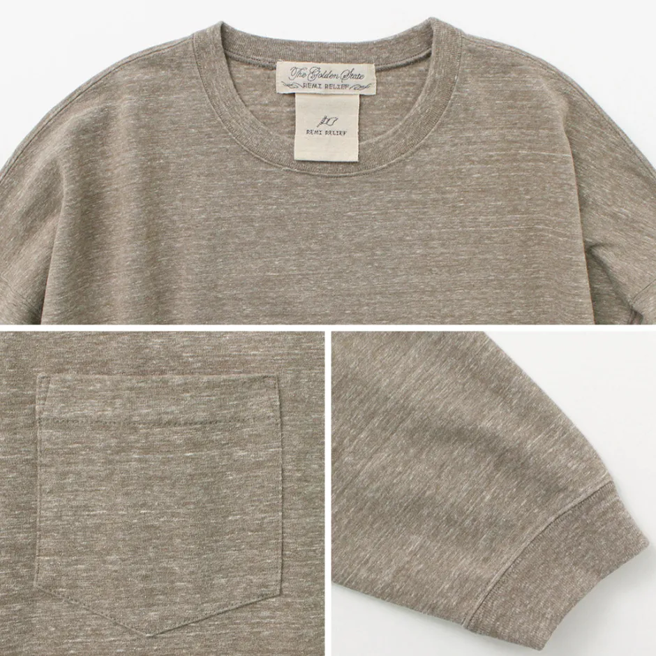 T-Shirts^REMI RELIEF / Melange jersey long sleeve pocket T-shirt