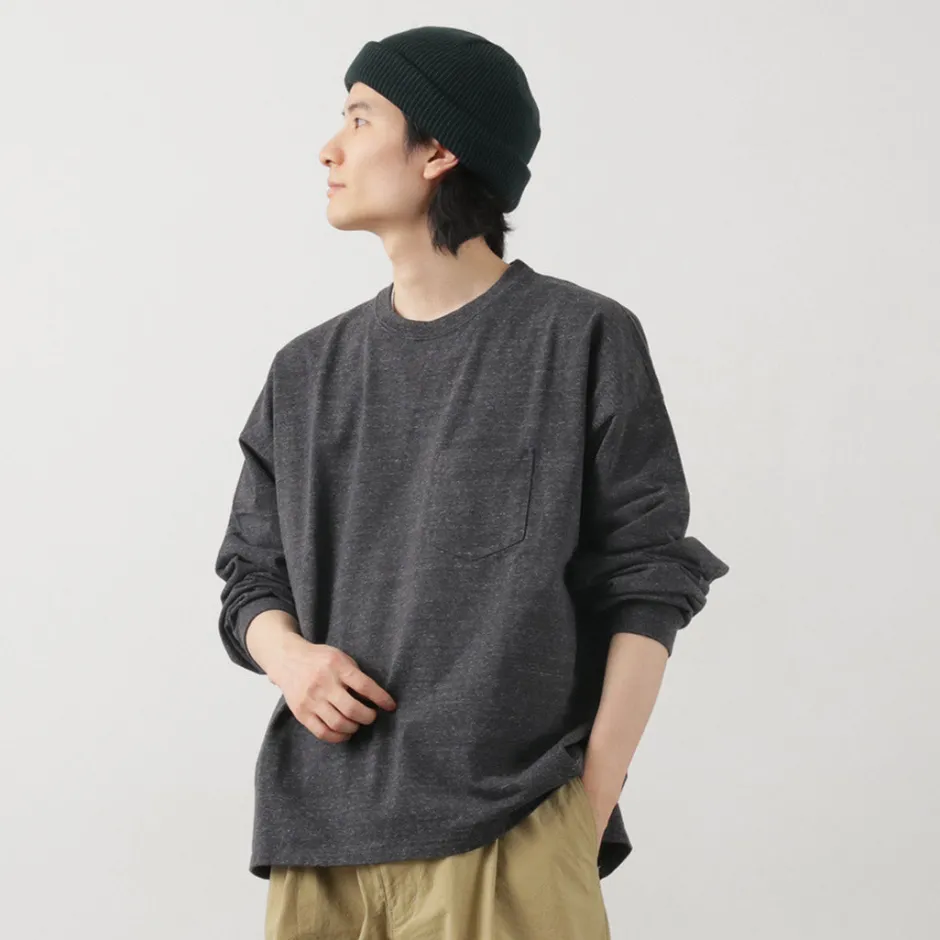 T-Shirts^REMI RELIEF / Melange jersey long sleeve pocket T-shirt