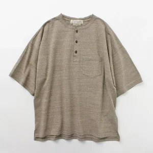 T-Shirts^REMI RELIEF / Melange jersey short sleeve henley neck pocket T-shirt