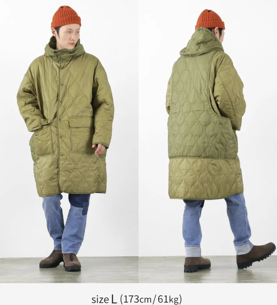 Coats^REMI RELIEF / Nylon Rip Gourd Quilted Coat Hoodie