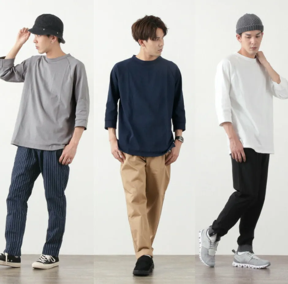 T-Shirts^ROCOCO / Hemmed Jersey Cotton Crew Neck Cut & Sew