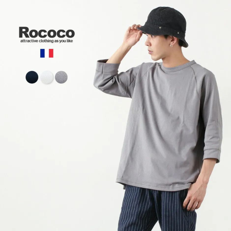 T-Shirts^ROCOCO / Hemmed Jersey Cotton Crew Neck Cut & Sew