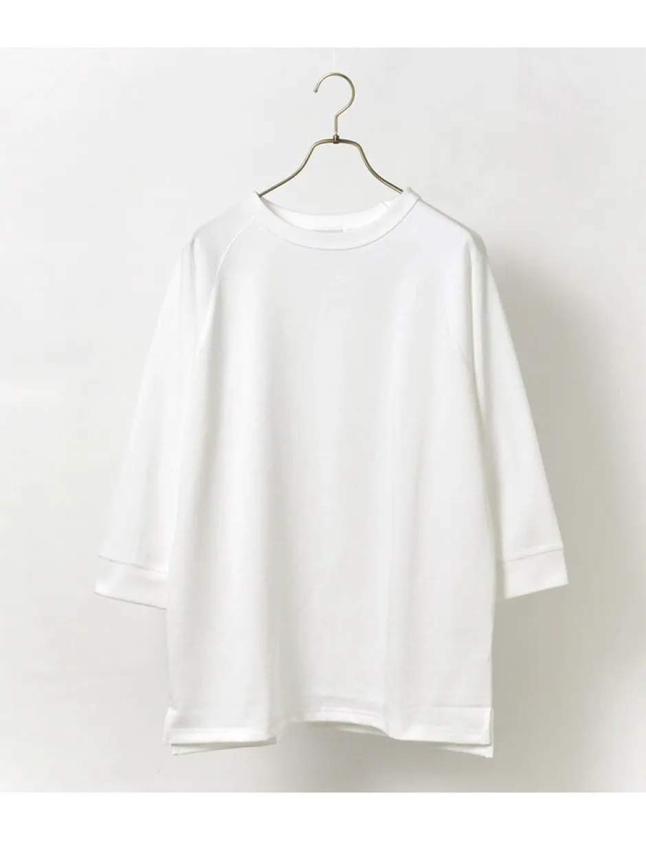T-Shirts^ROCOCO / Hemmed Jersey Cotton Crew Neck Cut & Sew