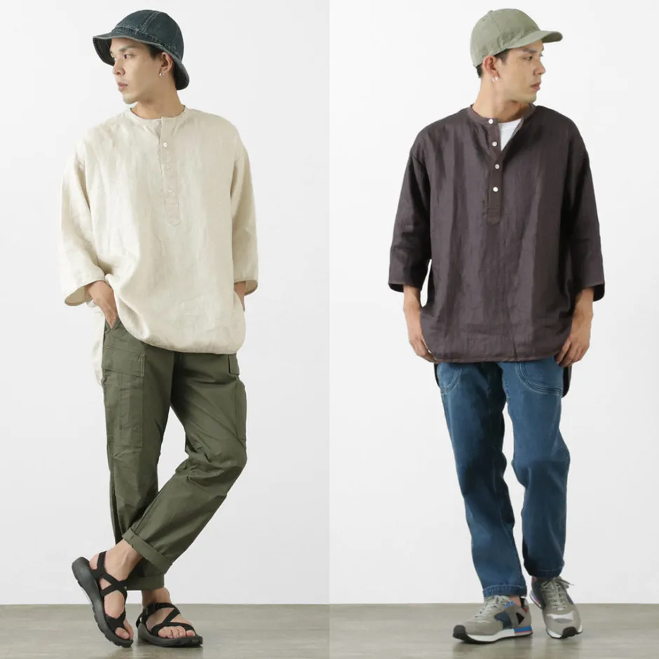 T-Shirts^ROCOCO / Linen cloth Henley Neck T-Shirt