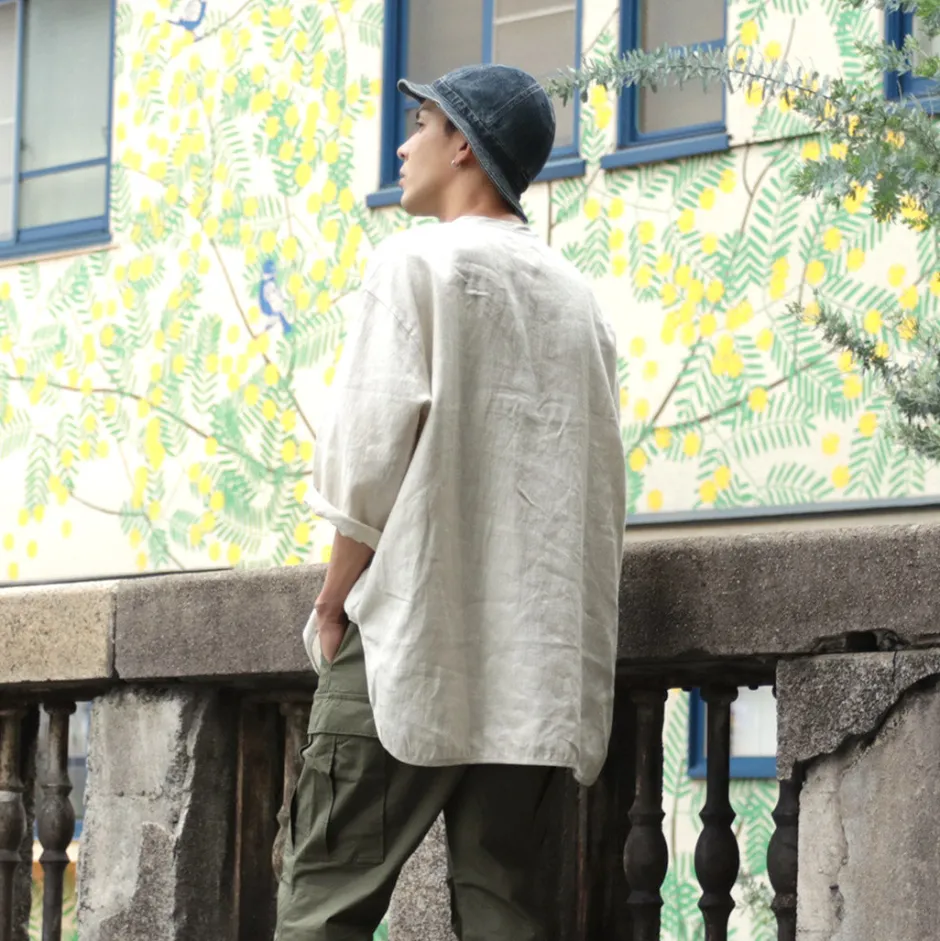 T-Shirts^ROCOCO / Linen cloth Henley Neck T-Shirt