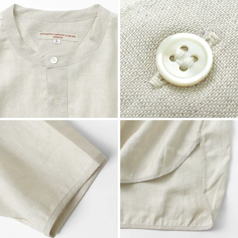 T-Shirts^ROCOCO / Linen cloth Henley Neck T-Shirt