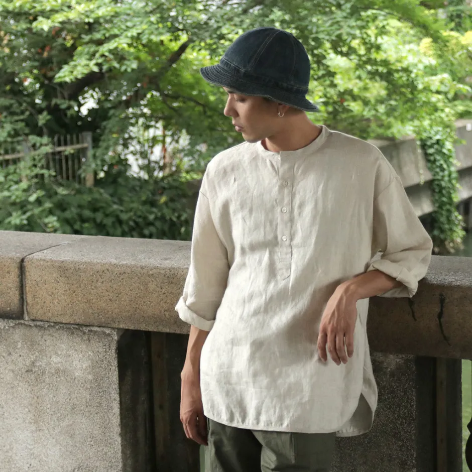 T-Shirts^ROCOCO / Linen cloth Henley Neck T-Shirt