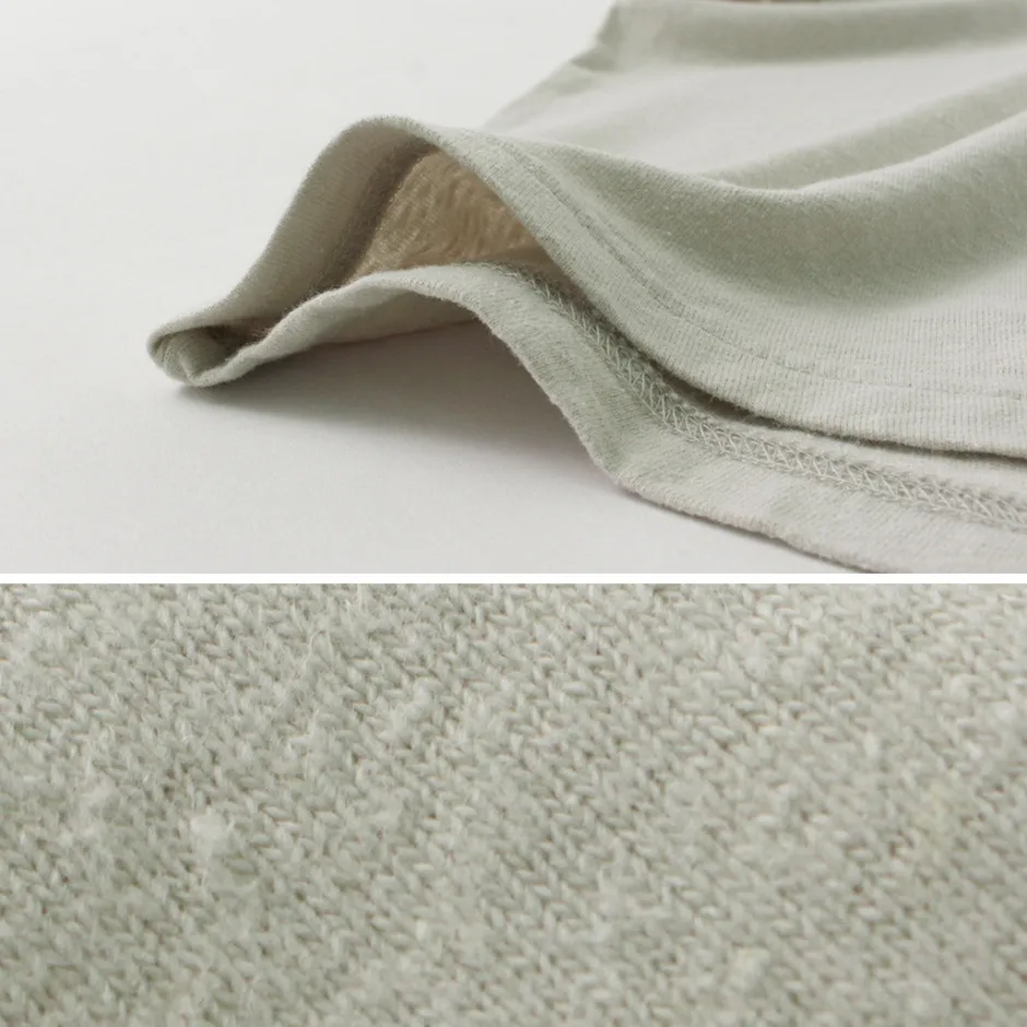 T-Shirts^ROCOCO / Linen Cotton Key Neck T-Shirt