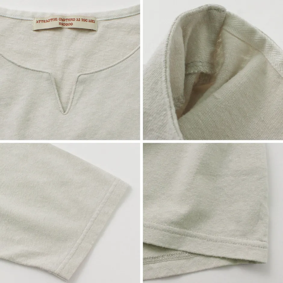 T-Shirts^ROCOCO / Linen Cotton Key Neck T-Shirt