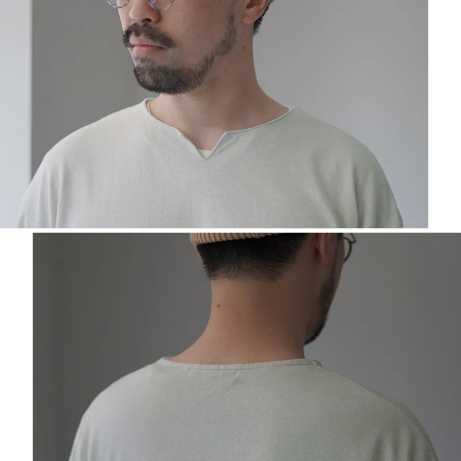 T-Shirts^ROCOCO / Linen Cotton Key Neck T-Shirt