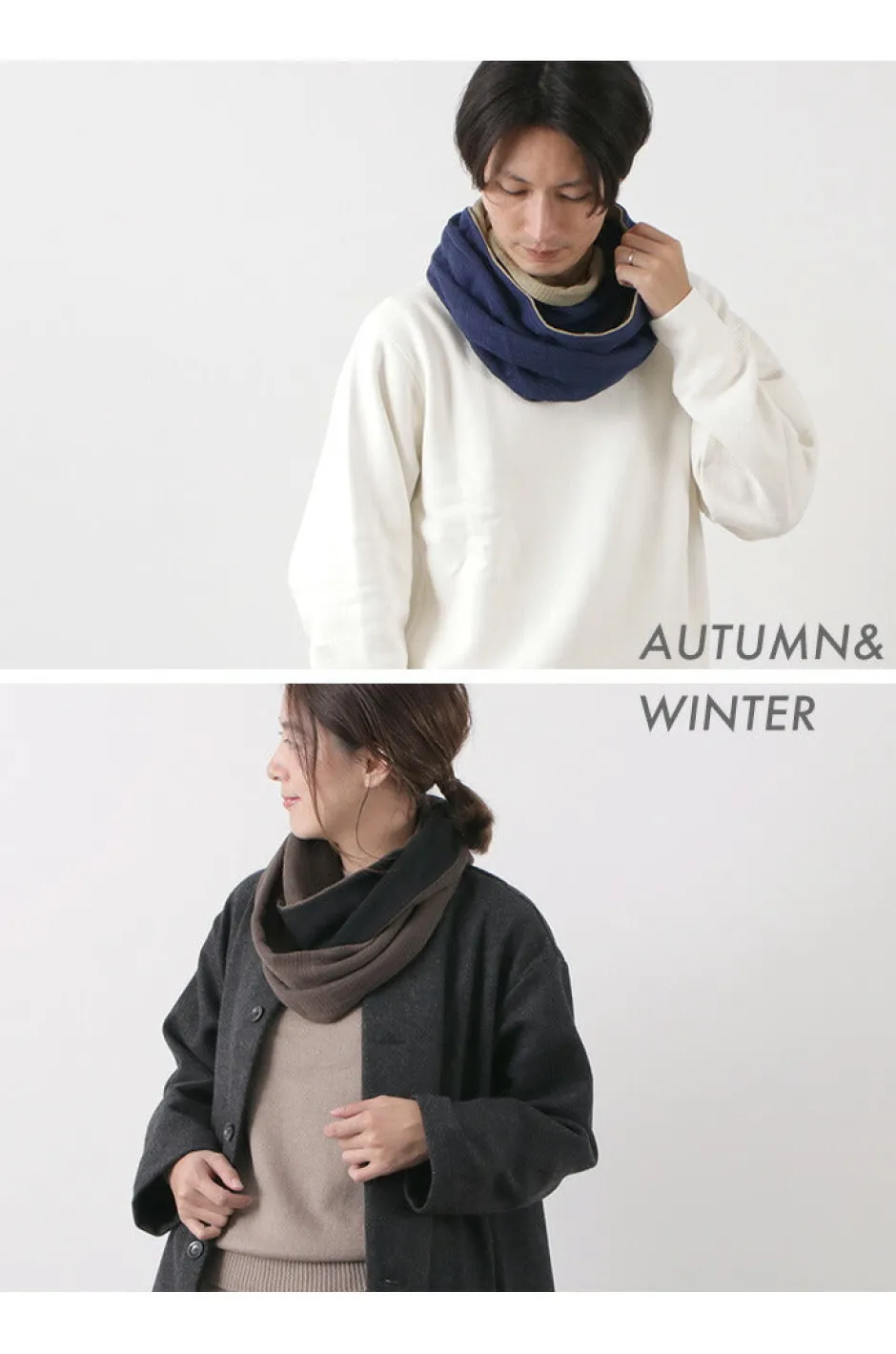 Scarfs^ROCOCO / 2-Tone Snood Reversible Imabari Scarf
