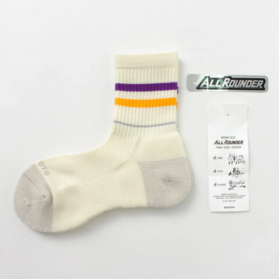 Socks^ROTOTO / All Rounder 2 Stripe Merino Crew Socks
