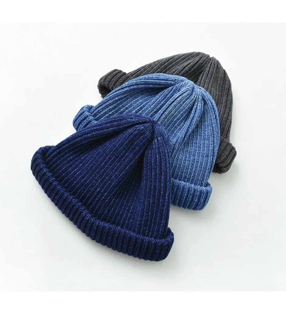 Hats^ROTOTO / Indigo Cotton Roll Up Beanie