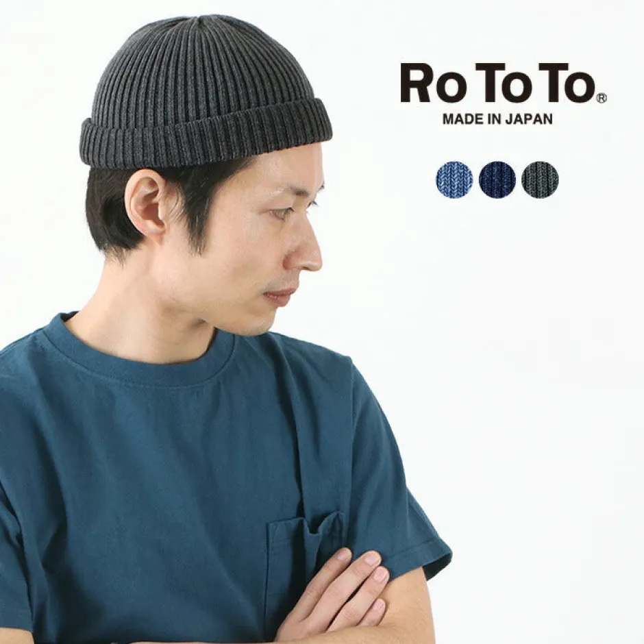 Hats^ROTOTO / Indigo Cotton Roll Up Beanie