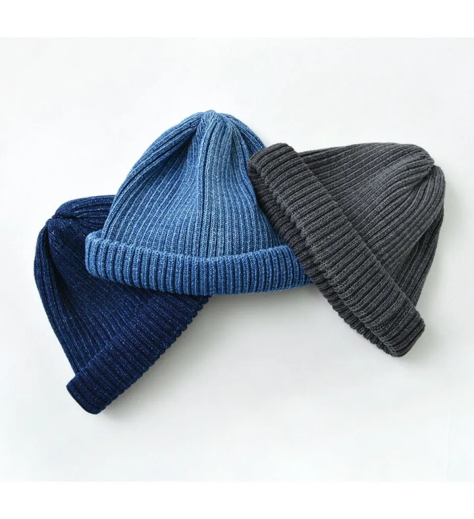 Hats^ROTOTO / Indigo Cotton Roll Up Beanie