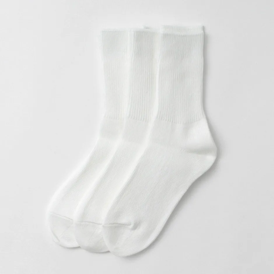 Socks^ROTOTO / R1427 Organic Daily 3 Pack Ribbed Crew Socks